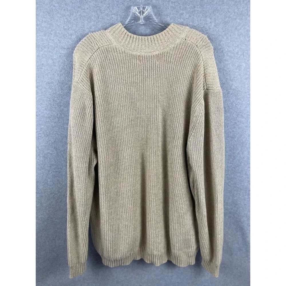 Eddie Bauer Sweater Men's 2XLT Brown 1/4 Button Pullover Crew Neck‎ Long Sleeve - Picture 5 of 9